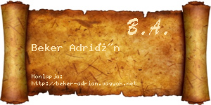Beker Adrián névjegykártya