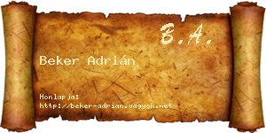 Beker Adrián névjegykártya
